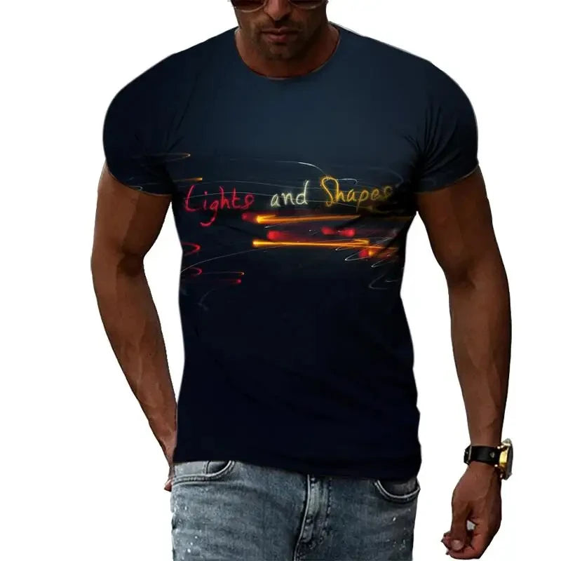 Fashion Men's T-shirt Multidimensional Graphic Tee For Men Casual 3D Print Harajuku Personality Round Neck Short Sleeve Top