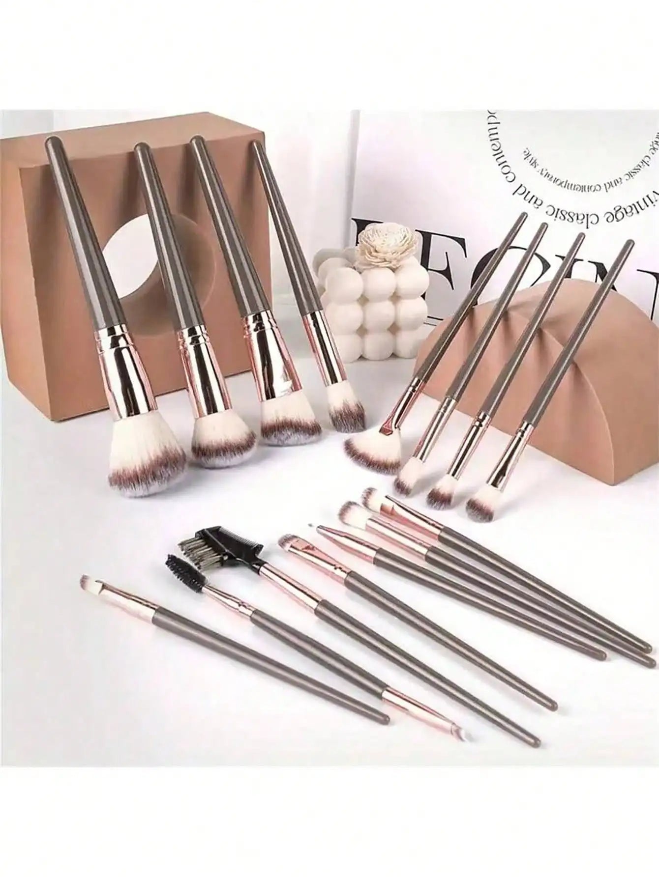 3pcs Makeup Brush Set, Including Angled Eyeliner Brush, Eyebrow Brush, And Ultra-Fine Eyeshadow Brush, Makeup Brush Set, Makeup Brush Kit, Makeup Brush Set, Full Makeup Brushes, Makeup Brush Set, Complete Makeup Tools, Makeup
