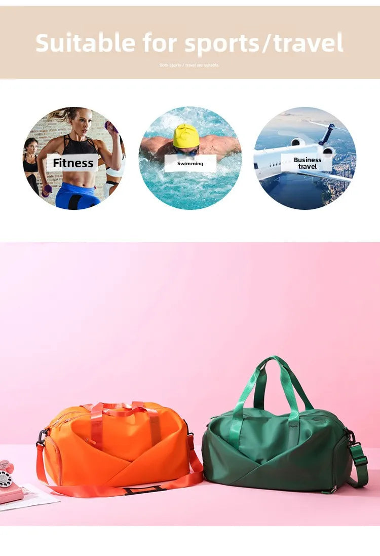 Large Capacity Fitness Bag Women's Handheld Oxford Cloth Yoga Sports Bag Fashionable Luggage Bag Wet And Dry Separation Can P...