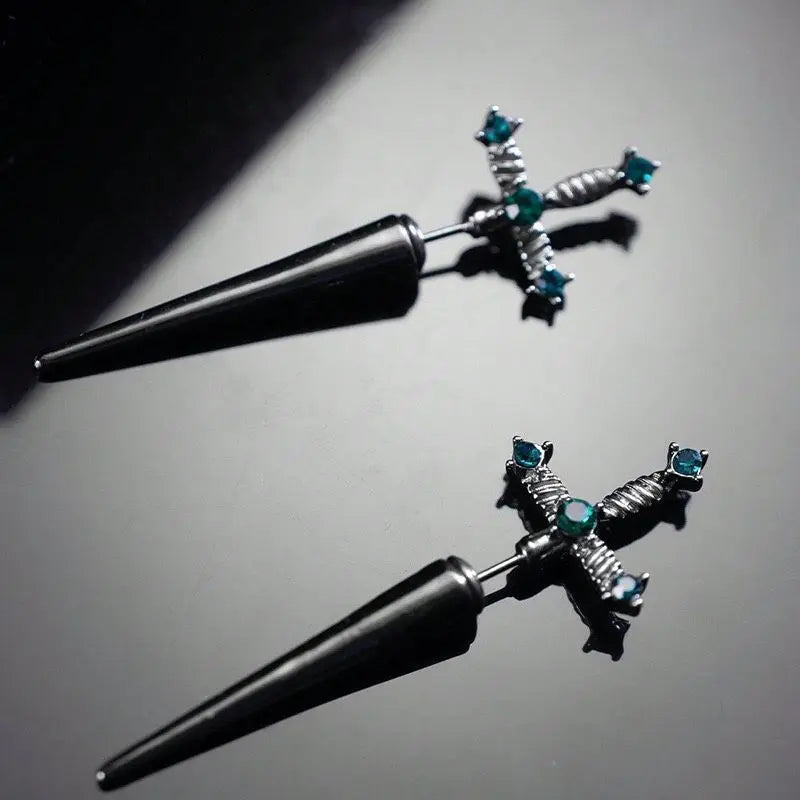 Punk Earrings Gothic Design Trendy Earrings Retro Zircon Gothic Cross Earrings for Men Women Y2K Jewelry Accessories