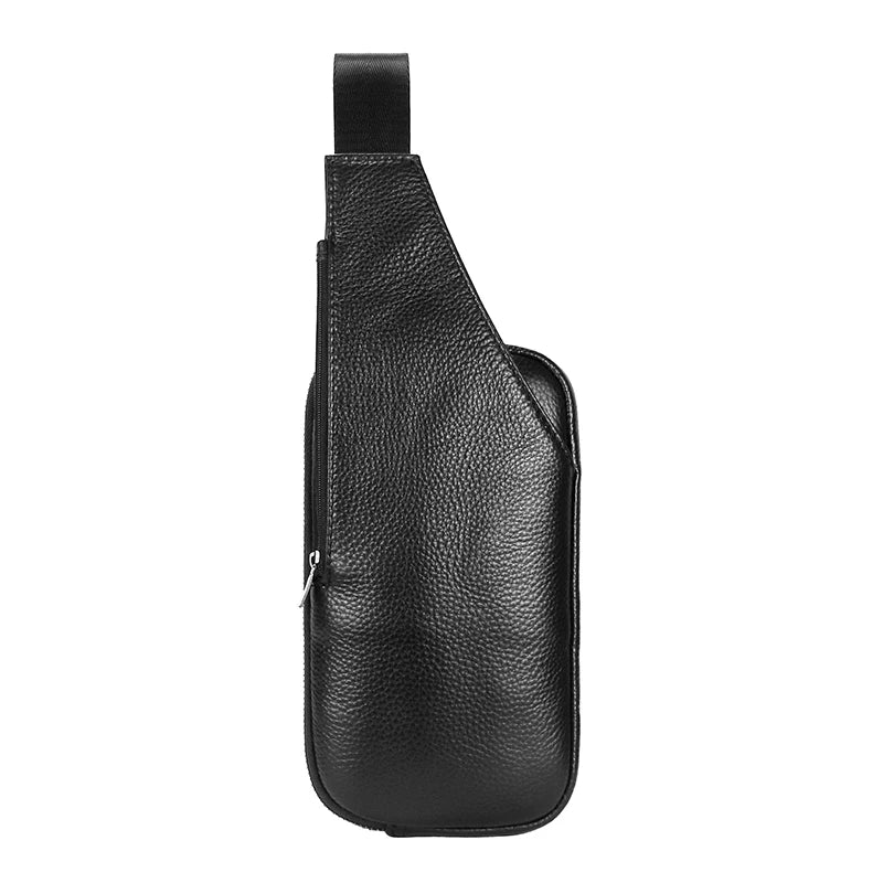 Small Leather Sling Crossbody Chest Bag Lightweight Daypack Slim Anti-Theft Cross Body Bag Over Shoulder Backpack Pack Man Woman