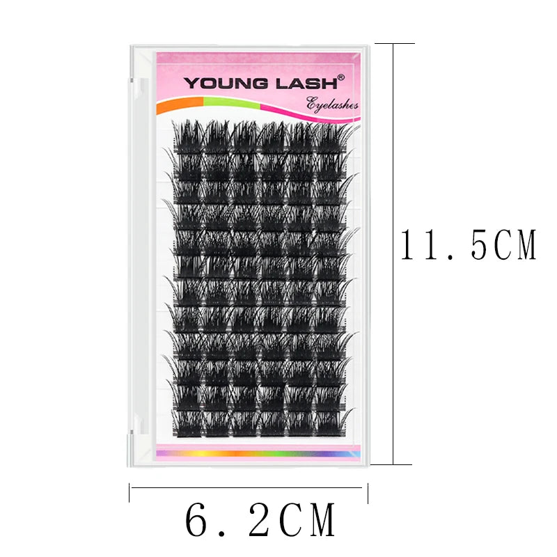 YOUNG LASH  Russian C  D Curl 72Volume Eyelashes  Segments Natural DIY Clusters Eyelashes Extensions Individual  Lashes