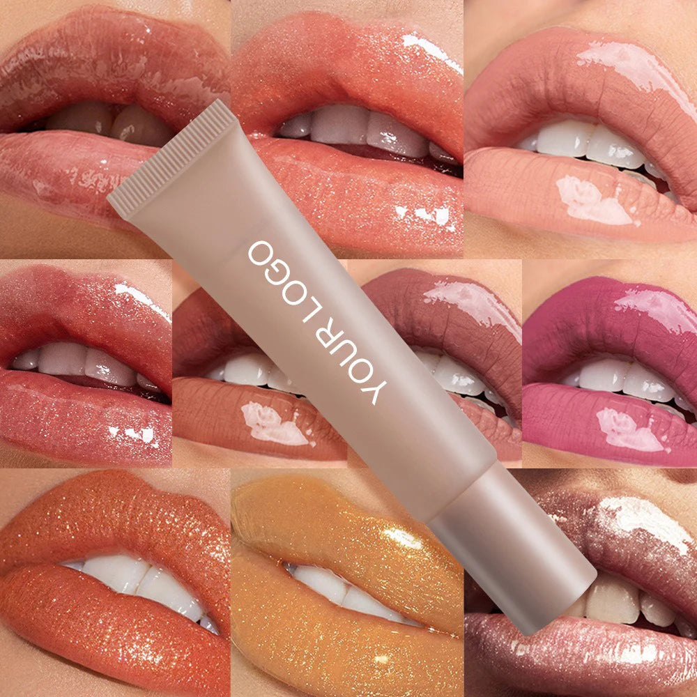 Private Label Lipgloss Custom Logo Hose Tube Shiny Pigment Lip Gloss Durable Glaze Cosmetic Lips Oil Cosmetics lips Makeup