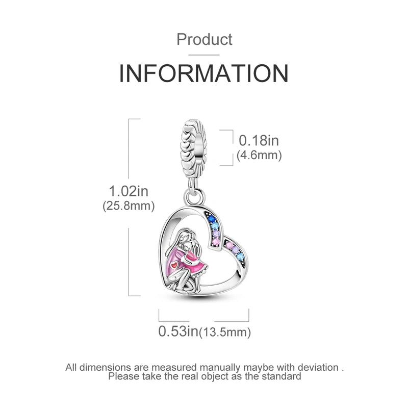 Charms 925 Sterling Silver Love Embrace Pendant For 3mm Bracelet DIY Women Mother's Day Jewelry Gift