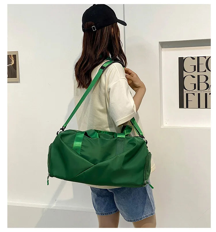 Large Capacity Fitness Bag Women's Handheld Oxford Cloth Yoga Sports Bag Fashionable Luggage Bag Wet And Dry Separation Can P...
