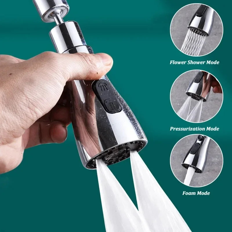 Universal 360° Rotation Kitchen Faucet Extender 3 In1 ABS Durable Water Saving Shower Spray Head Bathroom Basin Tap Replacement