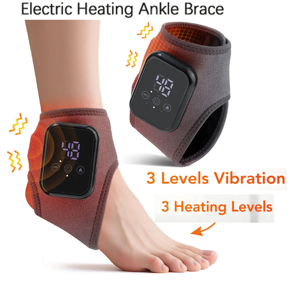 Rechargeable Electric Heating Ankle Brace Massager Hot Compress And Vibration Massage for Cervical Hand Foot Muscle Relaxation