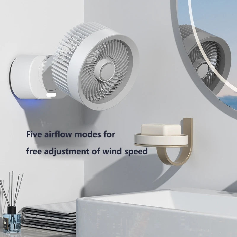 Lenovo Portable Rechargeable USB Wall Hanging Air Fan Remote Control Folding Shake Head Fan with Nightlight Air Cooler Household