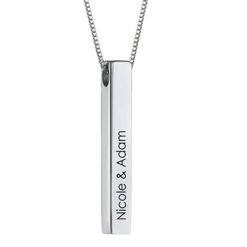 Custom Stainless Steel Personalized Engraved Bar Necklace For Women Gift  Name Pendant Jewelry Set