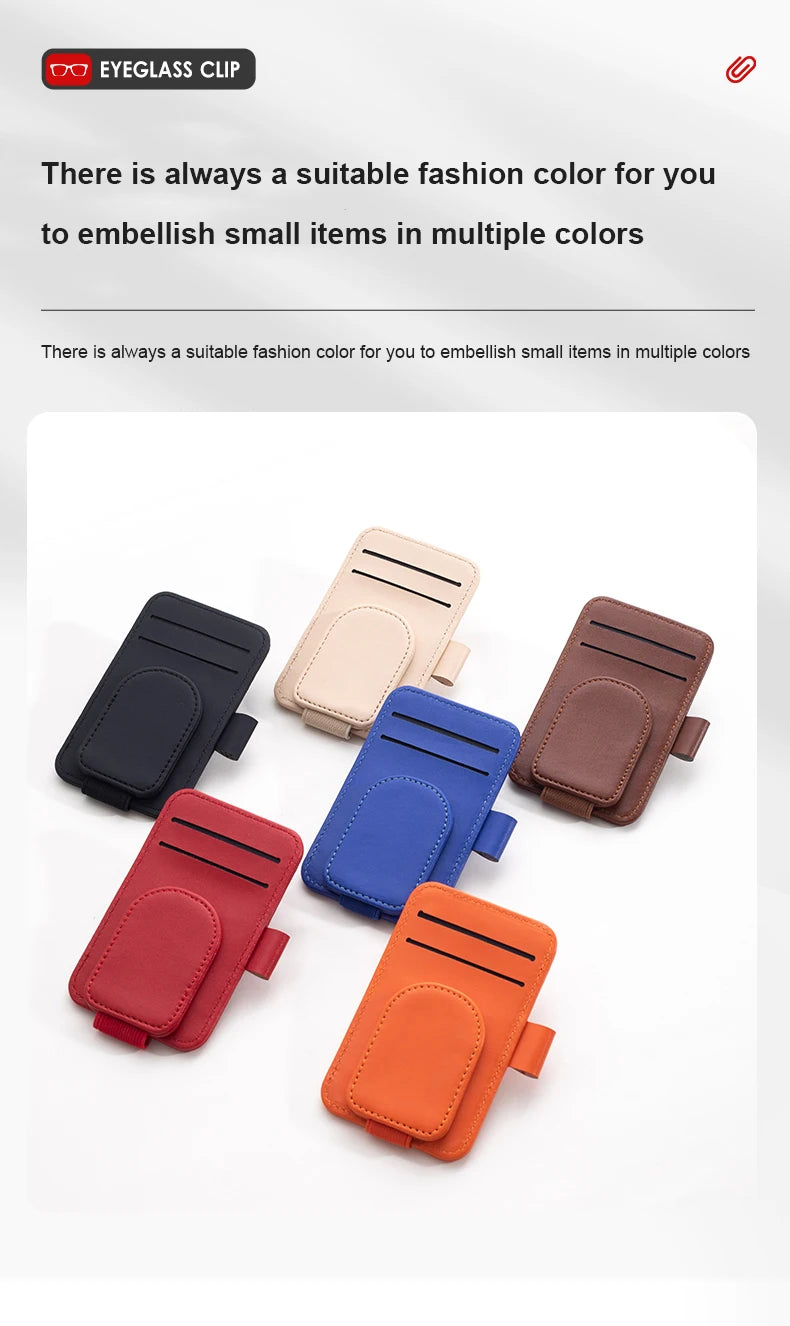 JFBONIN Leather Car Glasses Clip Multifunctional Sunshade Storage for Interior Car Sunglasses Organizer Creative