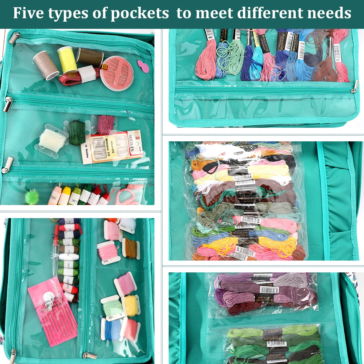 Embroidery Tools Kit Storage Bag Large Capacity Cross Stitch Thread Sewing Tool Accessories Organizer Bag Portable Travel Tote