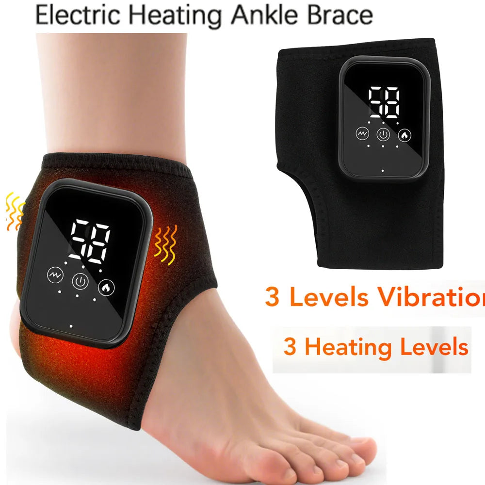 Rechargeable Electric Heating Ankle Brace Massager Hot Compress And Vibration Massage for Cervical Hand Foot Muscle Relaxation