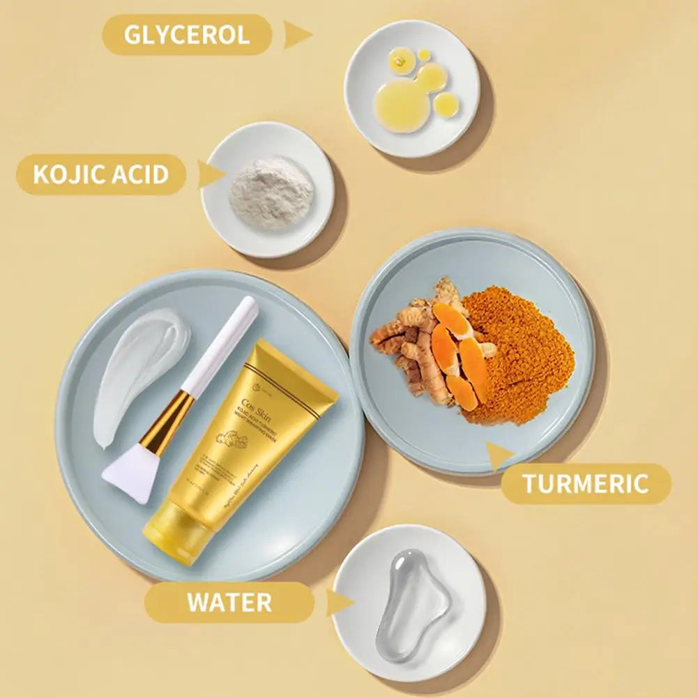 Kojic Acid Turmeric Overnight Wrapping Peel Off Mask Kit Nourish Hydrolyzed Collagen Glowing Skin Refresh Skin Firming Skincare