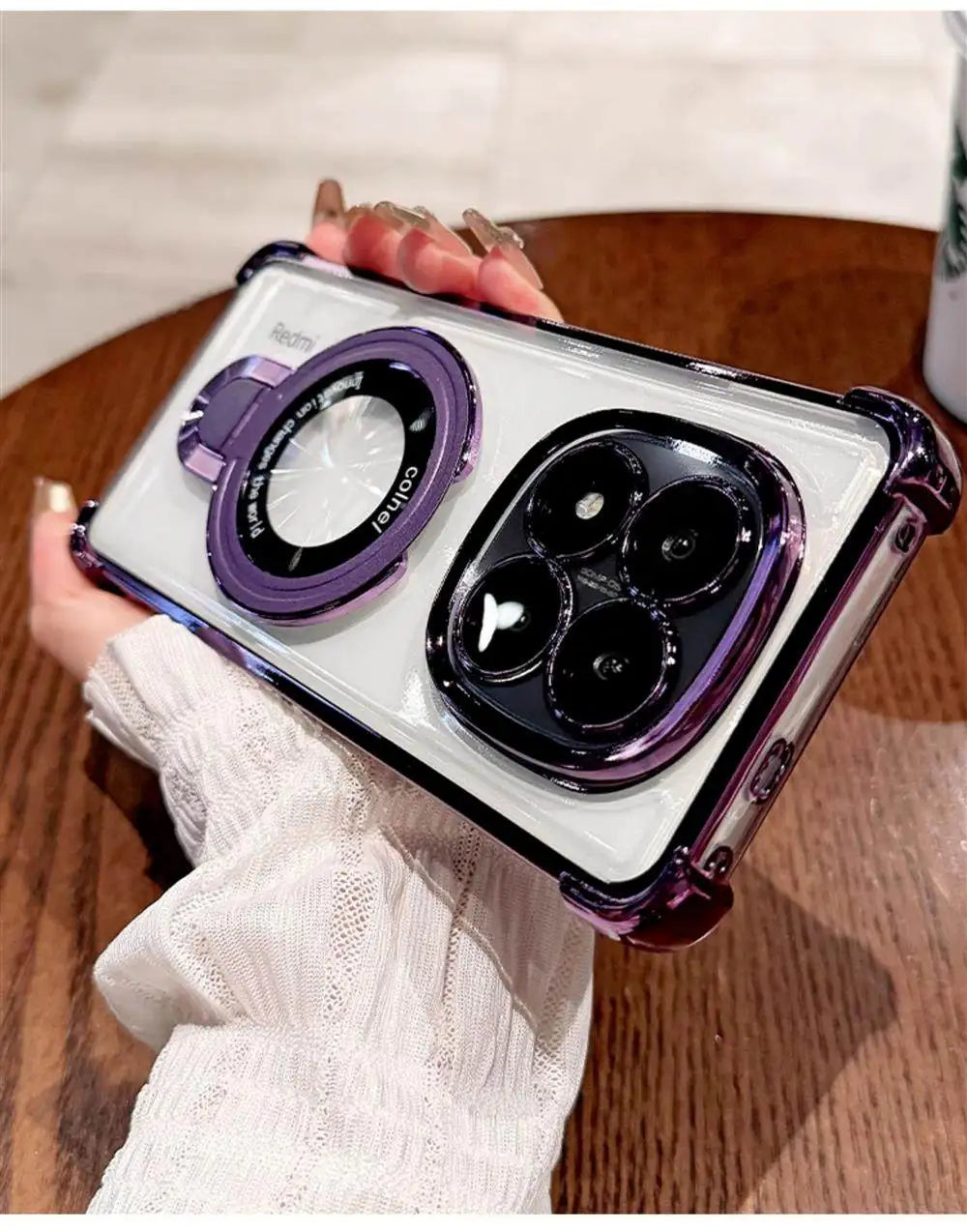 For Redmi Note 15 Pro and Note 15 Pro Plus Case Magnetic Holder Plating Airbag Transparent Camera Protection Shockproof Cover