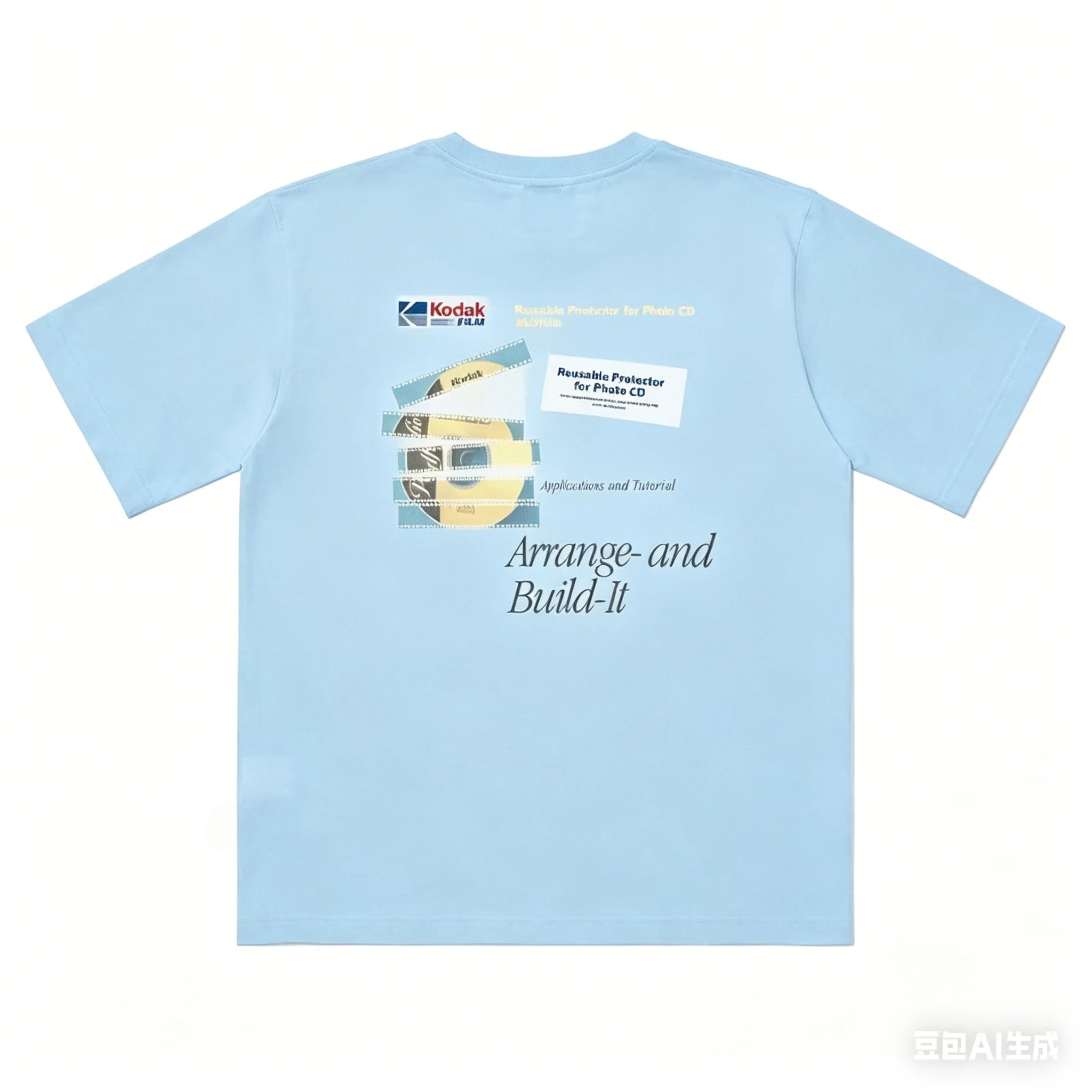 Vintage Kodak Film-style Printed T-shirt for Summer Men's Casual Street Trendy Clothing 100% Cotton Breathable Comfortable Top