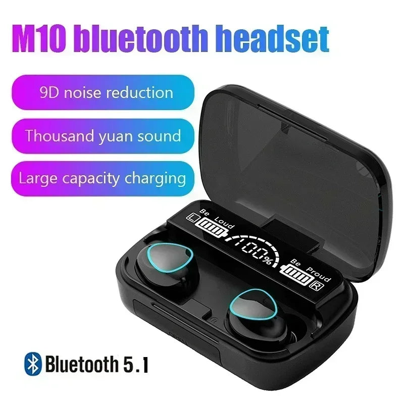 Bluetooth Earphones Handfree LED Dispay Headphones Bluetooth HiFi Stereo Music Wireless Earbuds Waterproof Gaming Headset