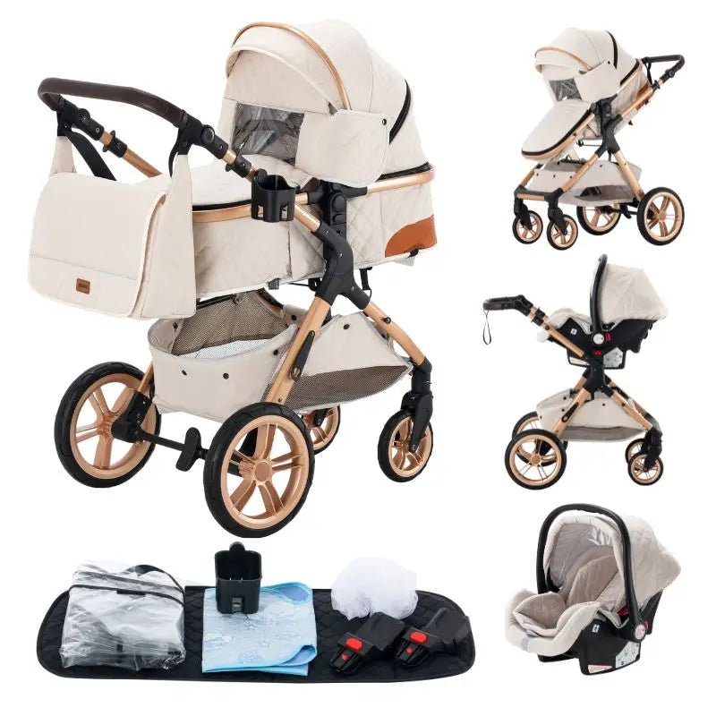 3-in-1 baby stroller travel system lightweight pram for newborns compact foldable Winter baby stroller baby buggy all-terrain