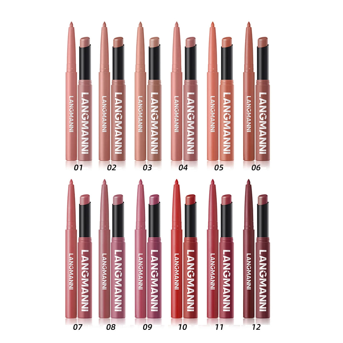 2Pcs/set Matte Soft Mist Slanted Mouth Lipstick + Lip Liner Set Combo Light Matte and Non-Drying Waterproof Non-Stick Lip Set