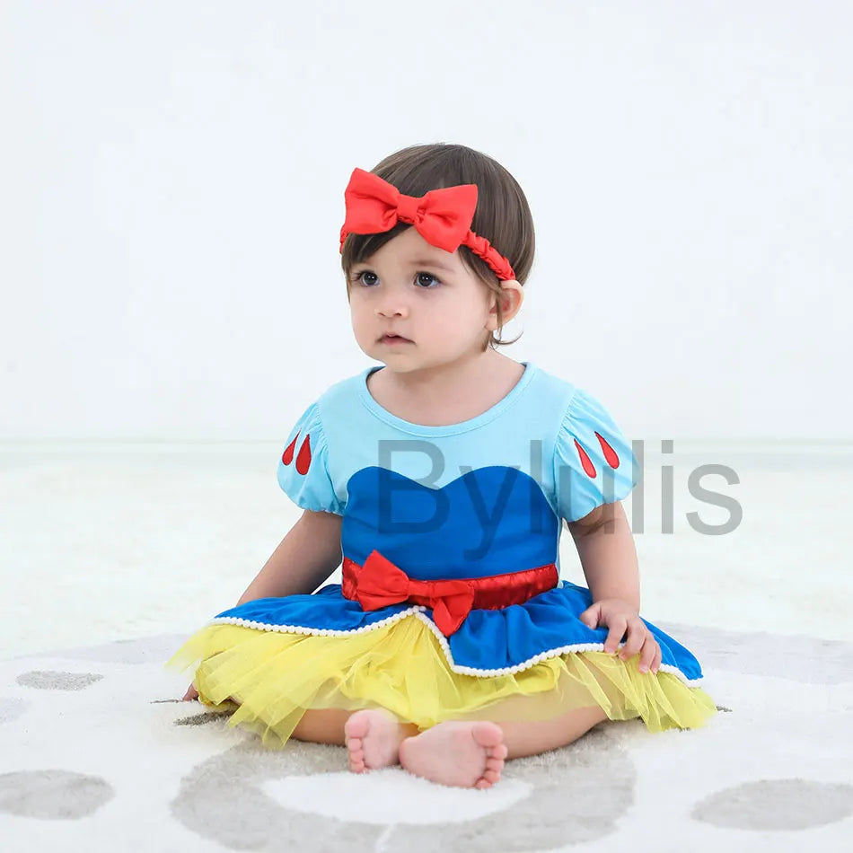 Baby Girls Costumes Kid Romper Tutu Dress with Headband Infant Baby Girl Princess Alice Clothes Aurora Belle Dress Party Costume