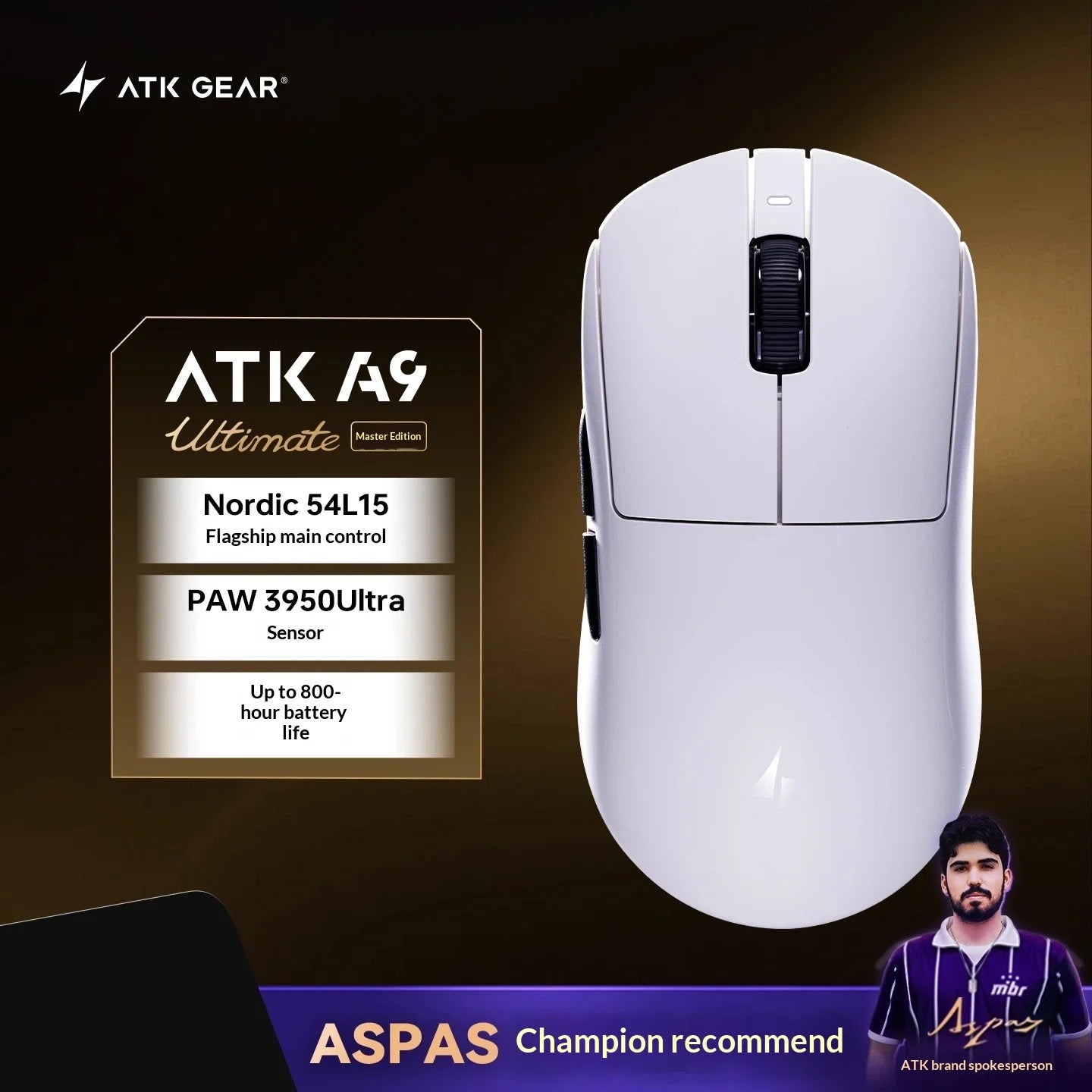 ATK DragonFly A9 Air Ultimate Wireless Gaming Mouse PAW3950 Ultra 42000DPI 750IPS 8KHz RGB Ergonomic For Windows MacOs PC Gifts