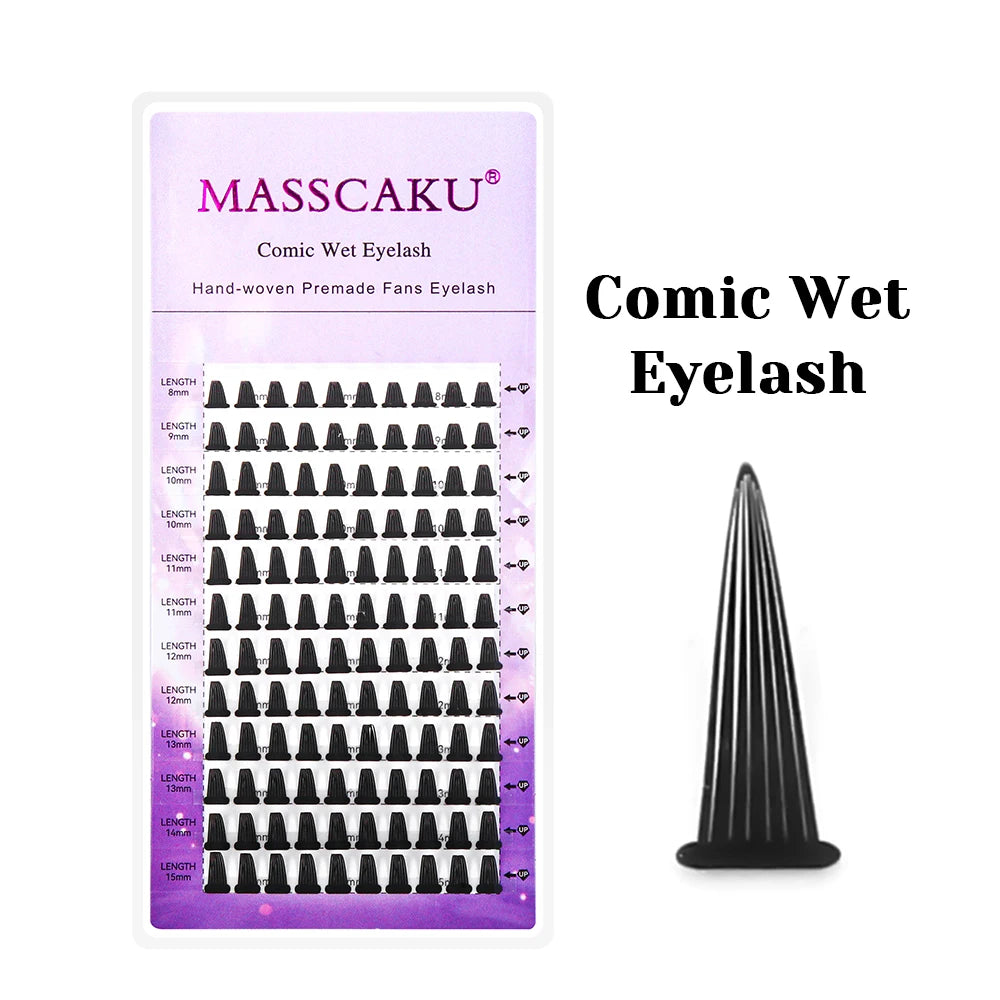 MASSCAKU Fox Comic Spire Lash Extensions C D Curl 8-15mm Mix Natural Manga Style Eyelash Professional Premade Fans Eyelashes