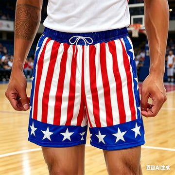 Red White Blue Star Striped Shorts Patriotic Lounge Shorts Cool American Street Style Shorts Summer Oversized Daily Streetwear