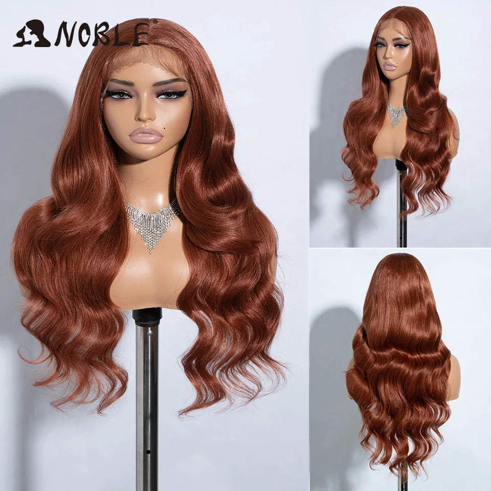 Noble Synthetic Lace Front Wig  28 Inch Highlight Honey Brown Body Wave Wig Cosplay Wigs For Women Lace Wig Lace Wig Synthetic