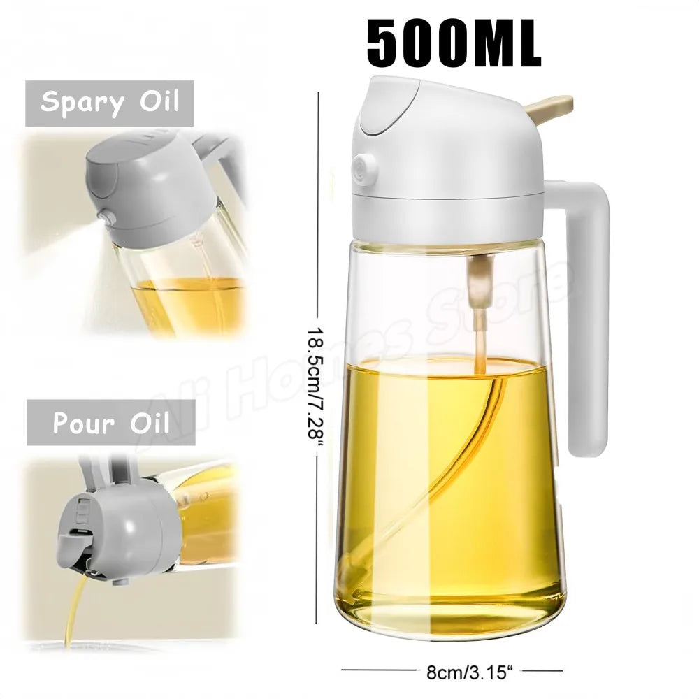 200/300/500ML Oil Air Pressure Double Nozzle Oil Spray Bottle Sprayer Kitchenware Oil Bottle Roasting Bottle Fitness Barbecue