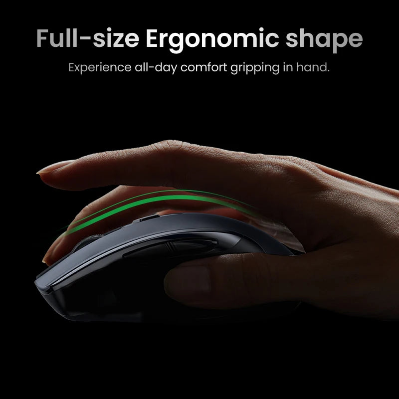 UGREEN Ergonomic Mouse, 6-Button Wireless 2.4G Bluetooth Dual Mode, 5-Level 4000 DPI Adjustable , Silent Click for PC Laptop