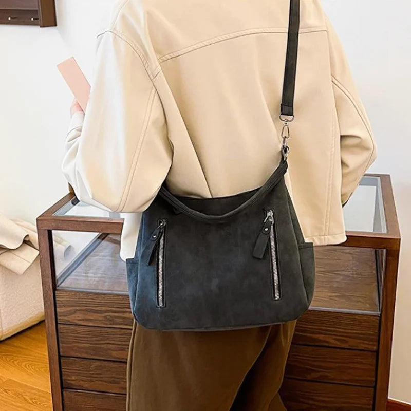 Women Crossbody Bag Luxury Designer Oblique Cross Single Shoulder bag Large Capacity Handbags Retro Matte PU Leather Hobos purse