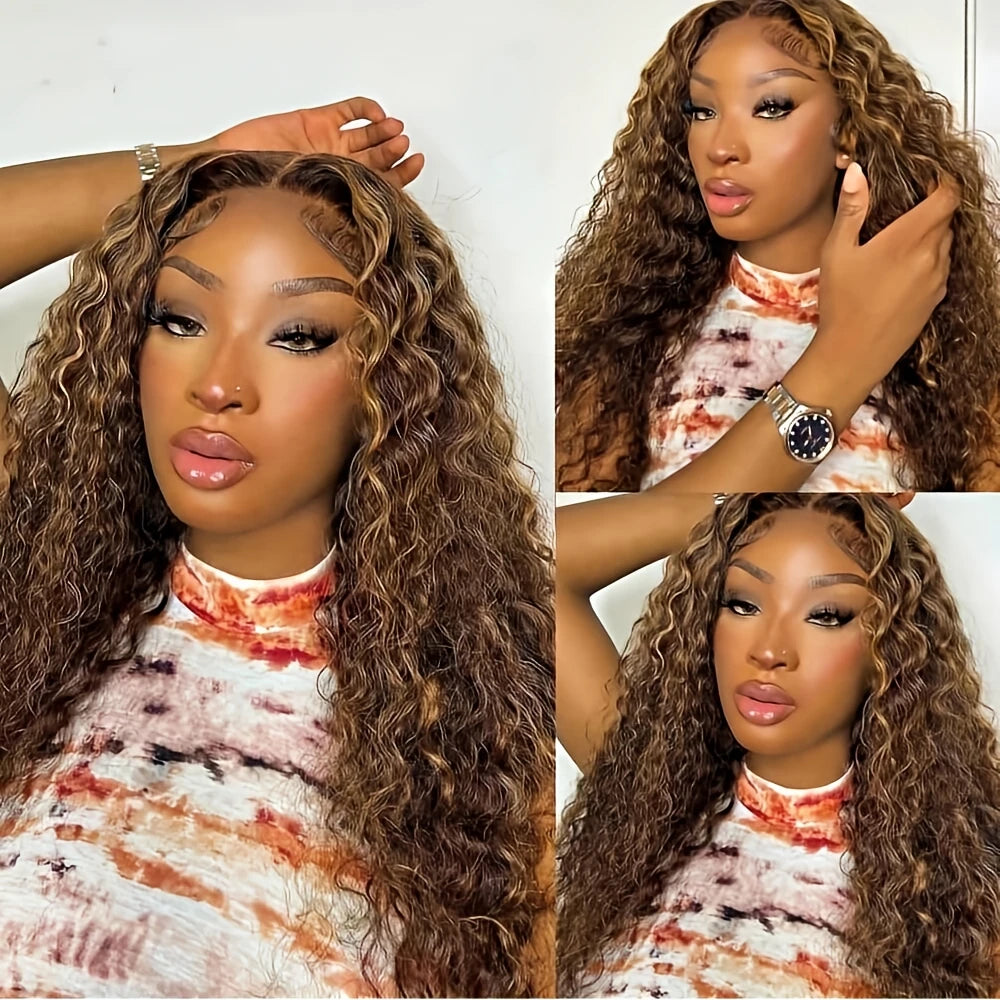 30 Inches Highlight Ombre Lace Front Wig Brazilian Honey Blonde Human Hair 13x4 Hd 4/27 Deep Wave 13x6 Lace Frontal Wigs 4x4 Wig