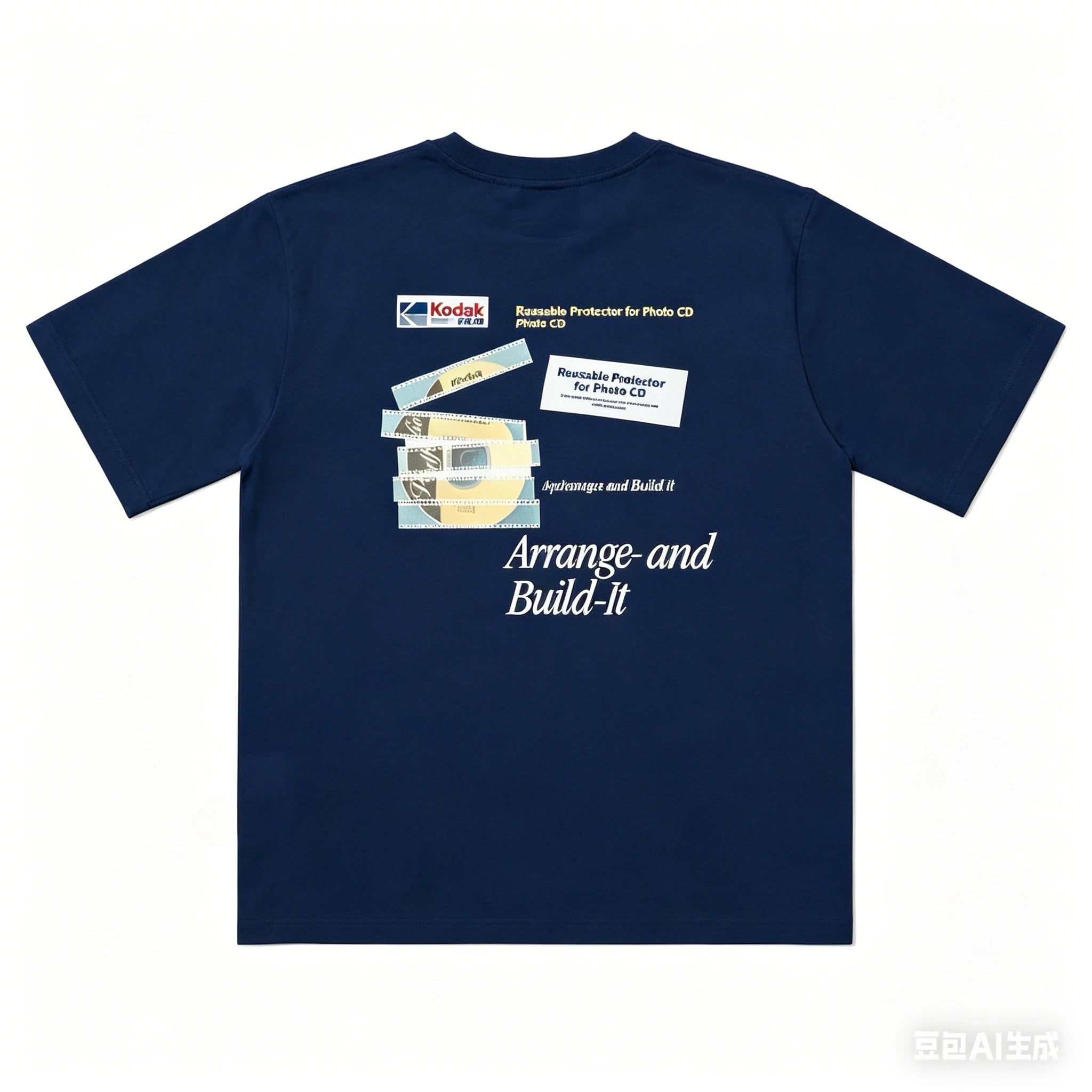 Vintage Kodak Film-style Printed T-shirt for Summer Men's Casual Street Trendy Clothing 100% Cotton Breathable Comfortable Top