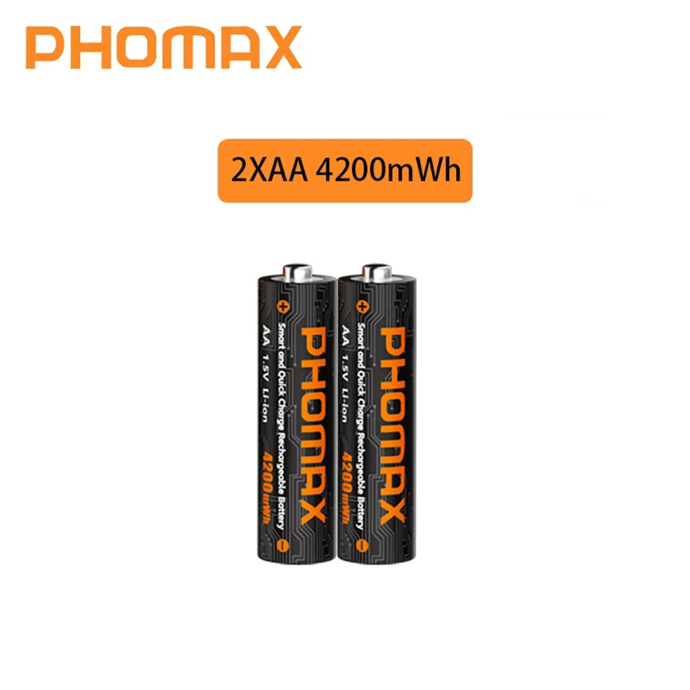 PHOMAX New Fast Charger&Rechargeable Battery,1.5V AA 4200mWh & AAA 1110mWh Lithium Battery  For  Remote Control Mouse SmartDoor