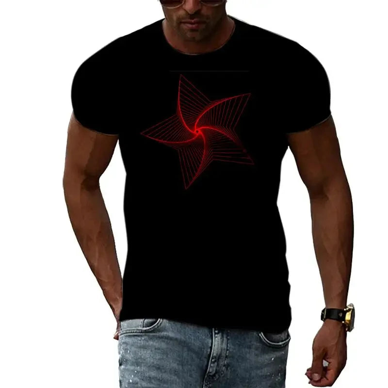 Fashion Men's T-shirt Multidimensional Graphic Tee For Men Casual 3D Print Harajuku Personality Round Neck Short Sleeve Top