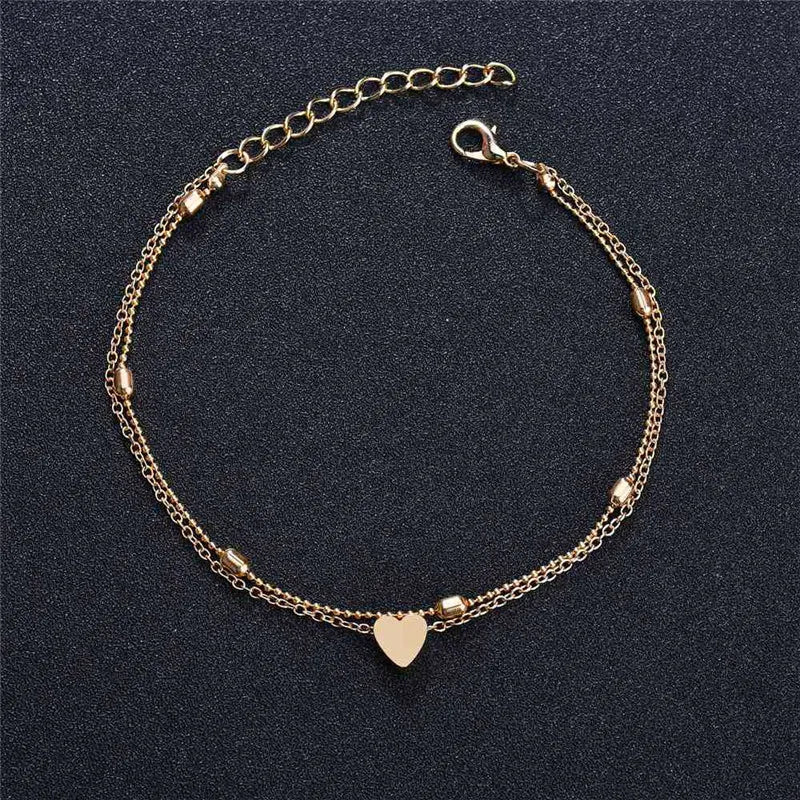 Modyle New Fashion Simple Heart Female Anklets Foot Jewelry Leg New Anklets On Foot Ankle Bracelets For Women Leg Chain Gifts