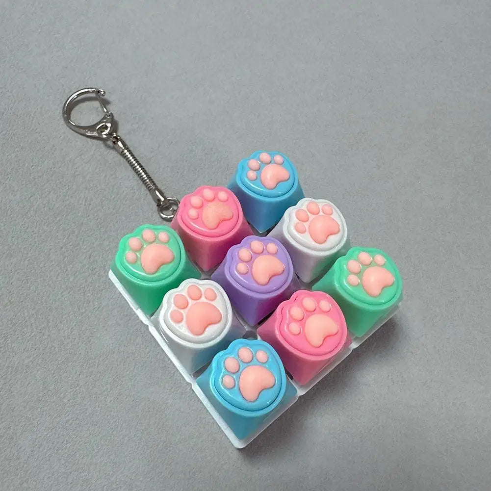 Keyboard Fidget Toys LED Crystal Keycap Keychain Stress Relief Fingertip Gadget Decompression Toys Clicker Fidget Toy