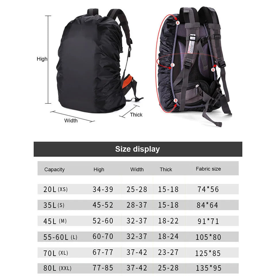 KoKossi 1Pcs 20-60L Climbing Backpack Rain Cover Outdoor Hiking Camping Backpack Waterproof Cover Backpack Dust Cover Unisex