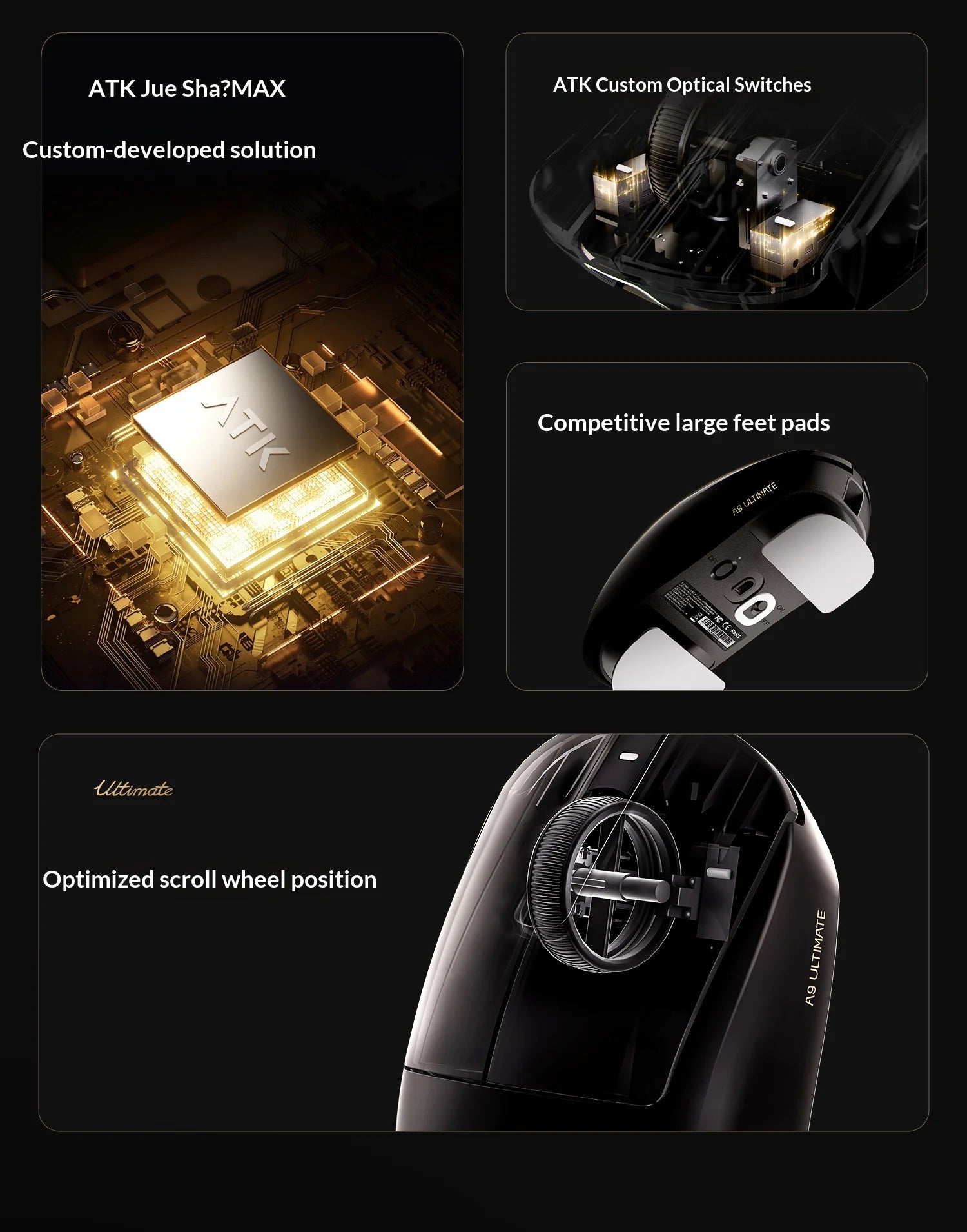 ATK DragonFly A9 Air Ultimate Wireless Gaming Mouse PAW3950 Ultra 42000DPI 750IPS 8KHz RGB Ergonomic For Windows MacOs PC Gifts