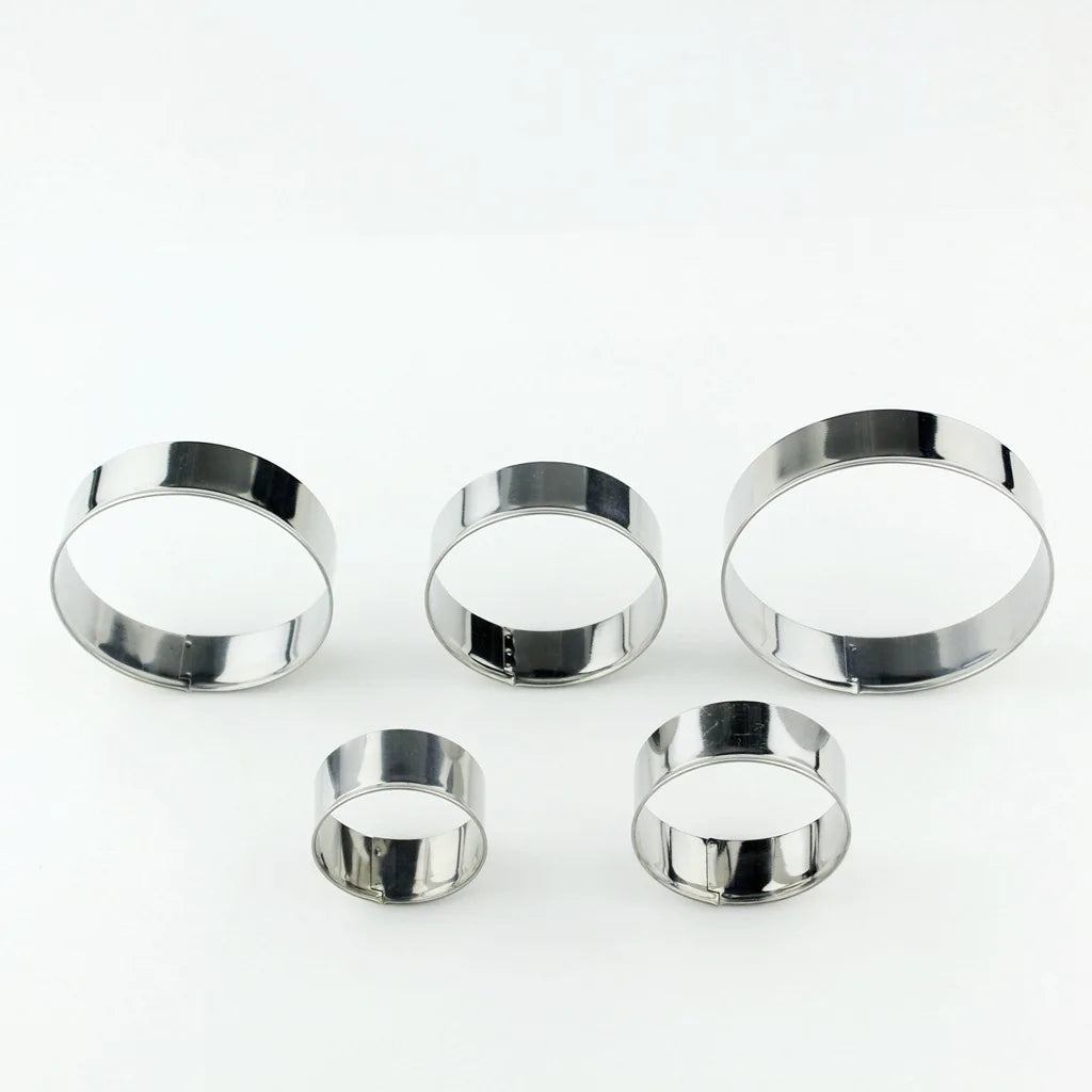 5PCS Round Stainless Steel Biscuit Mold Dumpling Skin Cutting Mold DIY Biscuit Pastry Cake Baking Tools Kitchen Baking Gadget