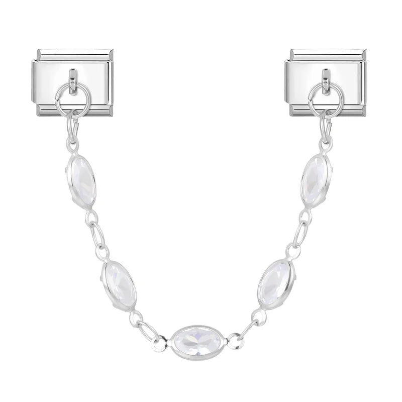 Star Butterfly Heart Zircon Round Pearls Tassel Chain Italian Charm Links Fit 9mm Bracelet Stainless Steel Women DIY Making Gift