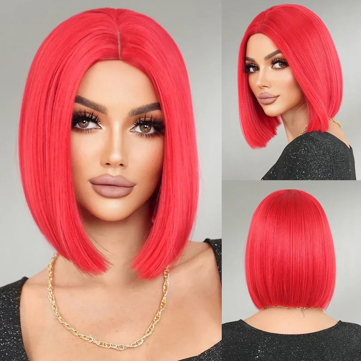 NAMM Synthetic Shoulder Length Middle Part Green Ombre Black Wigs Wigs for Women Daily Party High Density Green Root Wigs