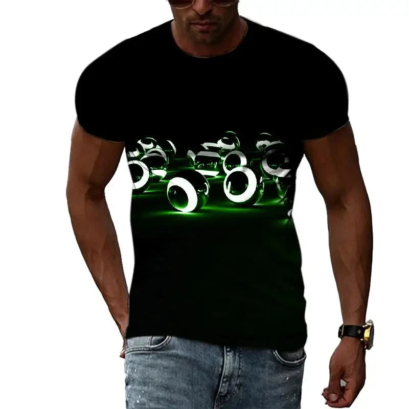 Fashion Men's T-shirt Multidimensional Graphic Tee For Men Casual 3D Print Harajuku Personality Round Neck Short Sleeve Top