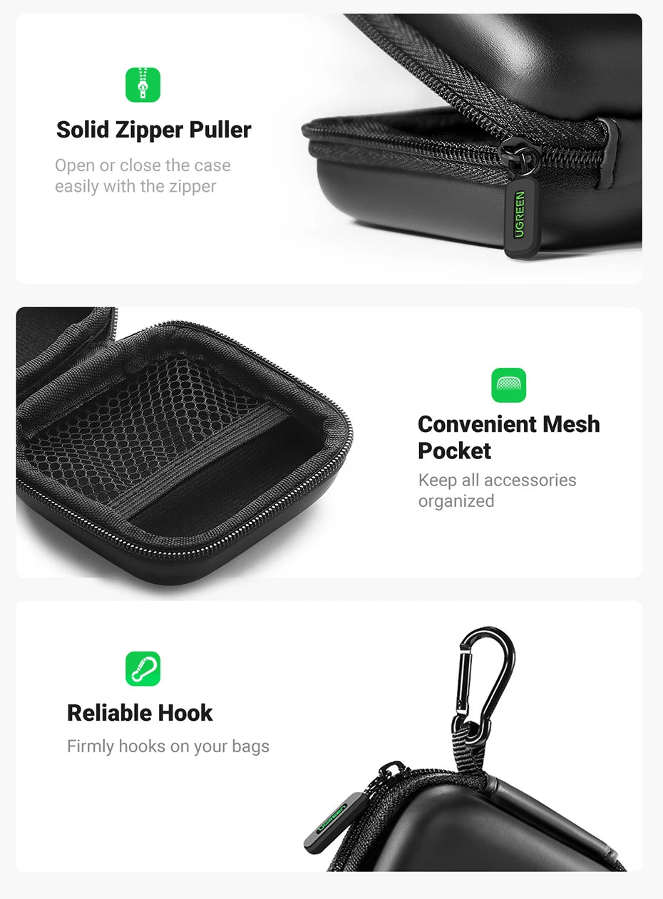 UGREEN Earphone Case Hard Headphone Bag For Airpods Earpods Sennheiser Ear Pads Wireless Bluetooth Earphone Accessories