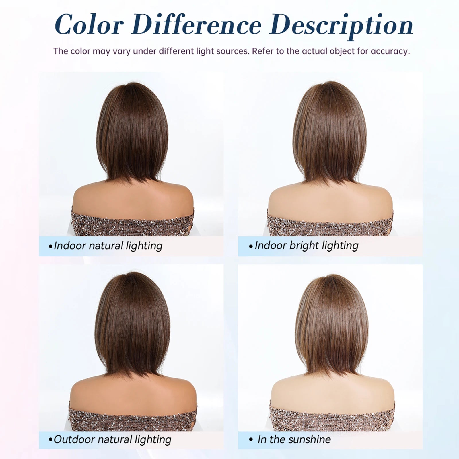 LOUIS FERRE Brown Bob Wig with Bangs for Women Short Synthetic Hair Wig Heat Resistant Natural Looking Daily Cosplay Party Use