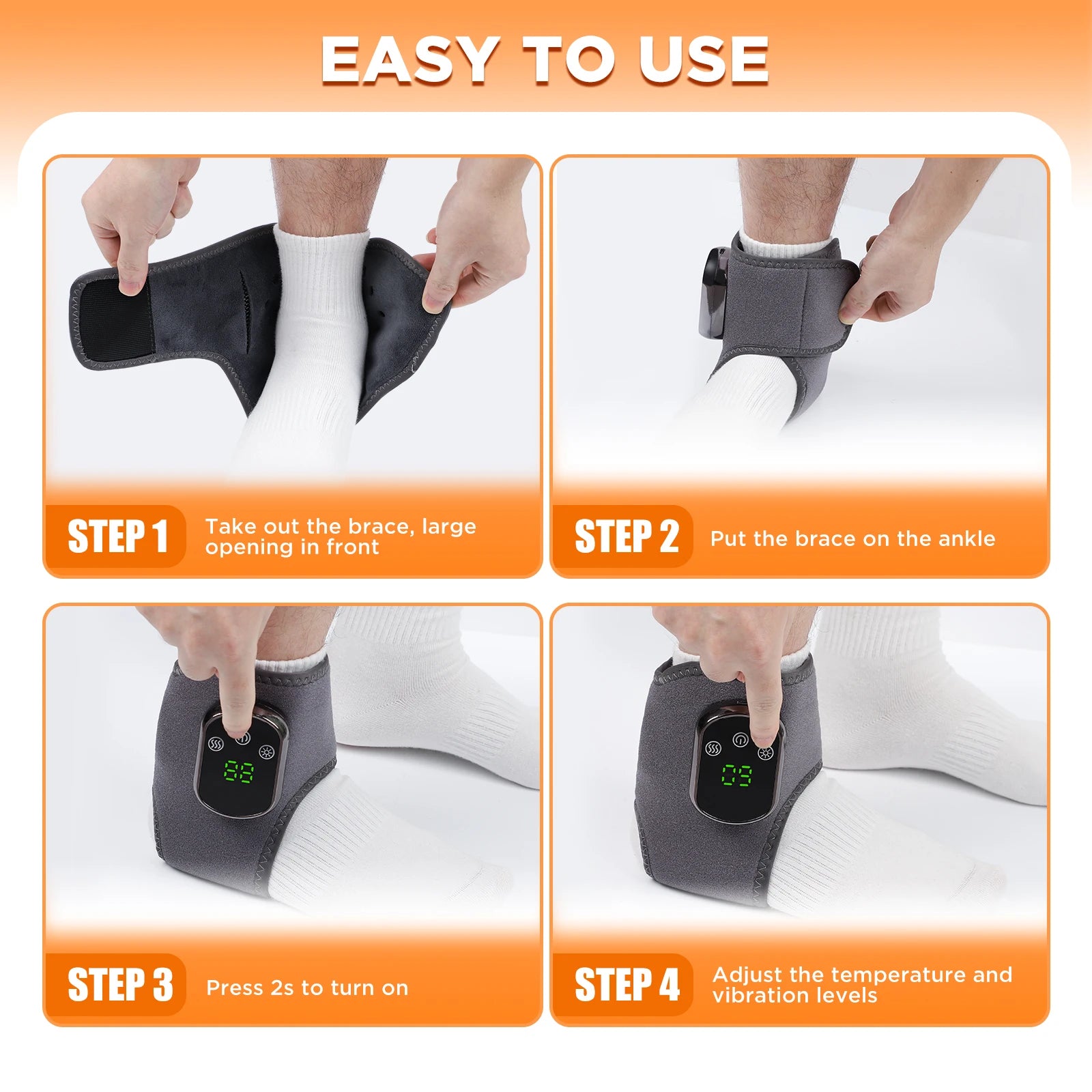 Rechargeable Electric Heating Ankle Brace Massager Hot Compress And Vibration Massage for Cervical Hand Foot Muscle Relaxation