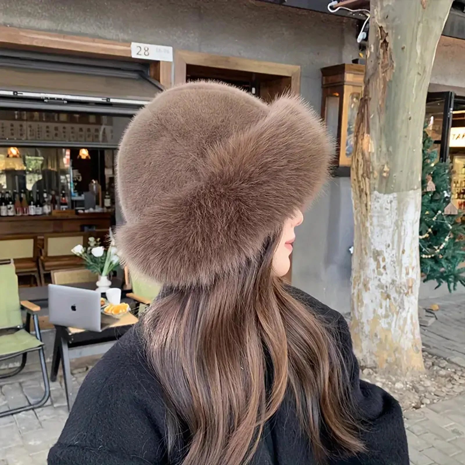 Thicken Plush Warm Fur Hat for women Fluffy Beanie winter Warm Thick Hat Mongolian Caps for Cold Weather Snow Caps