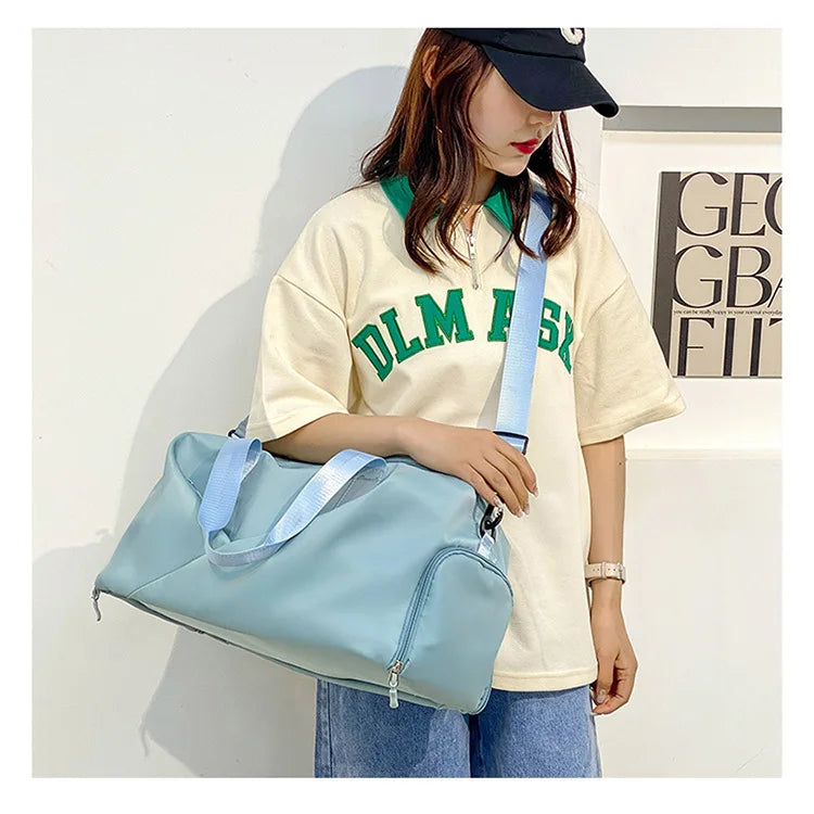 Large Capacity Fitness Bag Women's Handheld Oxford Cloth Yoga Sports Bag Fashionable Luggage Bag Wet And Dry Separation Can P...