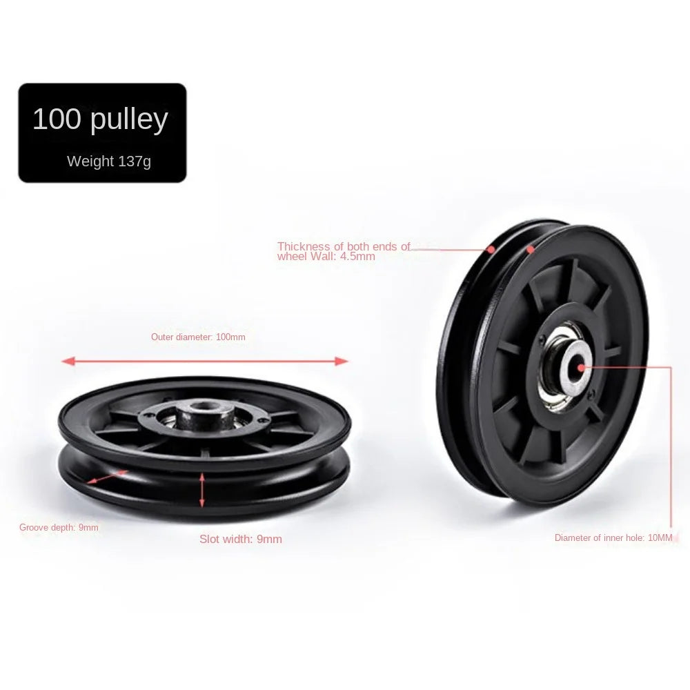 Fitness Equipment Parts Pulley Wheel Cable Machine Part Black Nylon Pulley Good Wear Resistance Light Weight Nylon Bearing