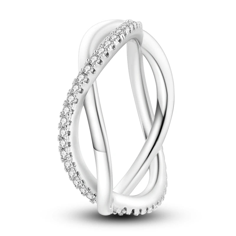 Rings For Women 925 Silver Sparkling Zircon Minimalist Geometric Star X Rings Romantic Wedding Engagement Valentine Jewelry Gift