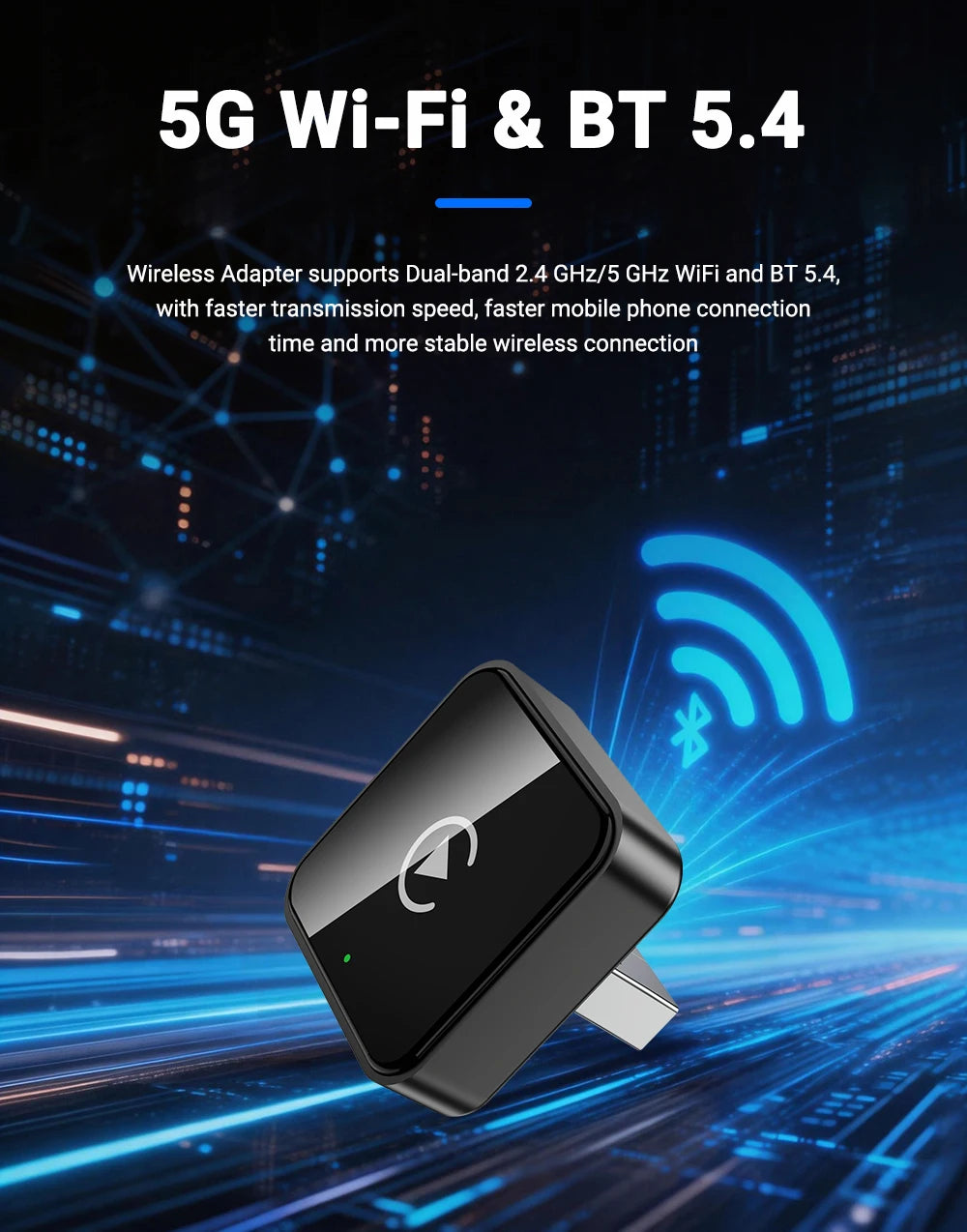 2026 NEW Upgraded Wired To Wireless Carplay Android Auto 2In1 Adapter Car Gadget Smart Box Plug and Play 5Ghz Wifi Fast Connect